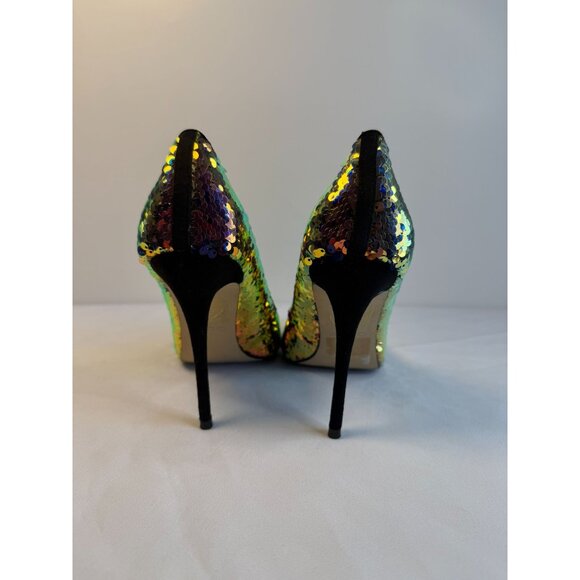 Aldo Stessy Womens Size 7 Multi-color Iridescent Sequin High Heel Party Dressy - Picture 8 of 16